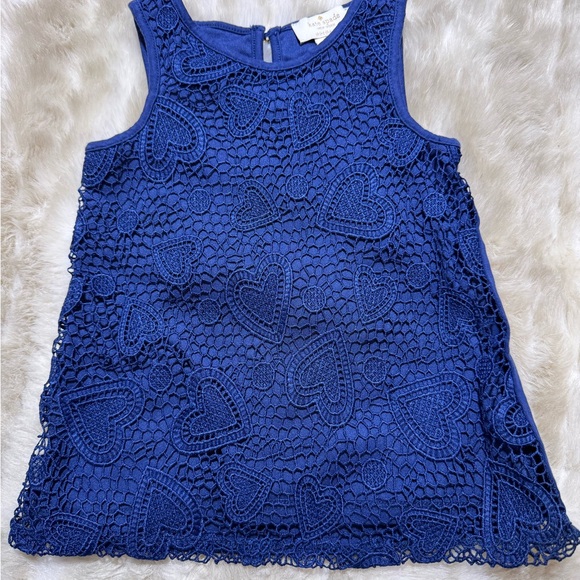 kate spade Other - Kate Spade Baby Girl Navy Blue Heart Lace Overlay Shift Dress Size 12M